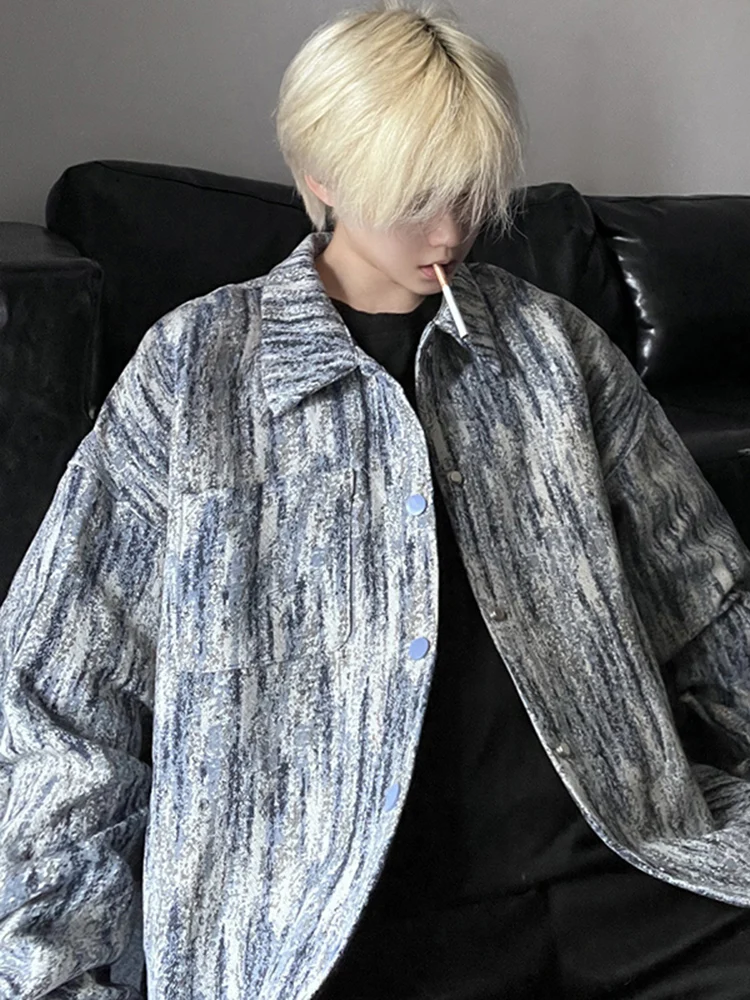 

Мужская куртка в стиле барокко с текстурной поверхностью, осенняя модная верхняя одежда CleanFit, свободный крой, длинный рукав, полиэстер