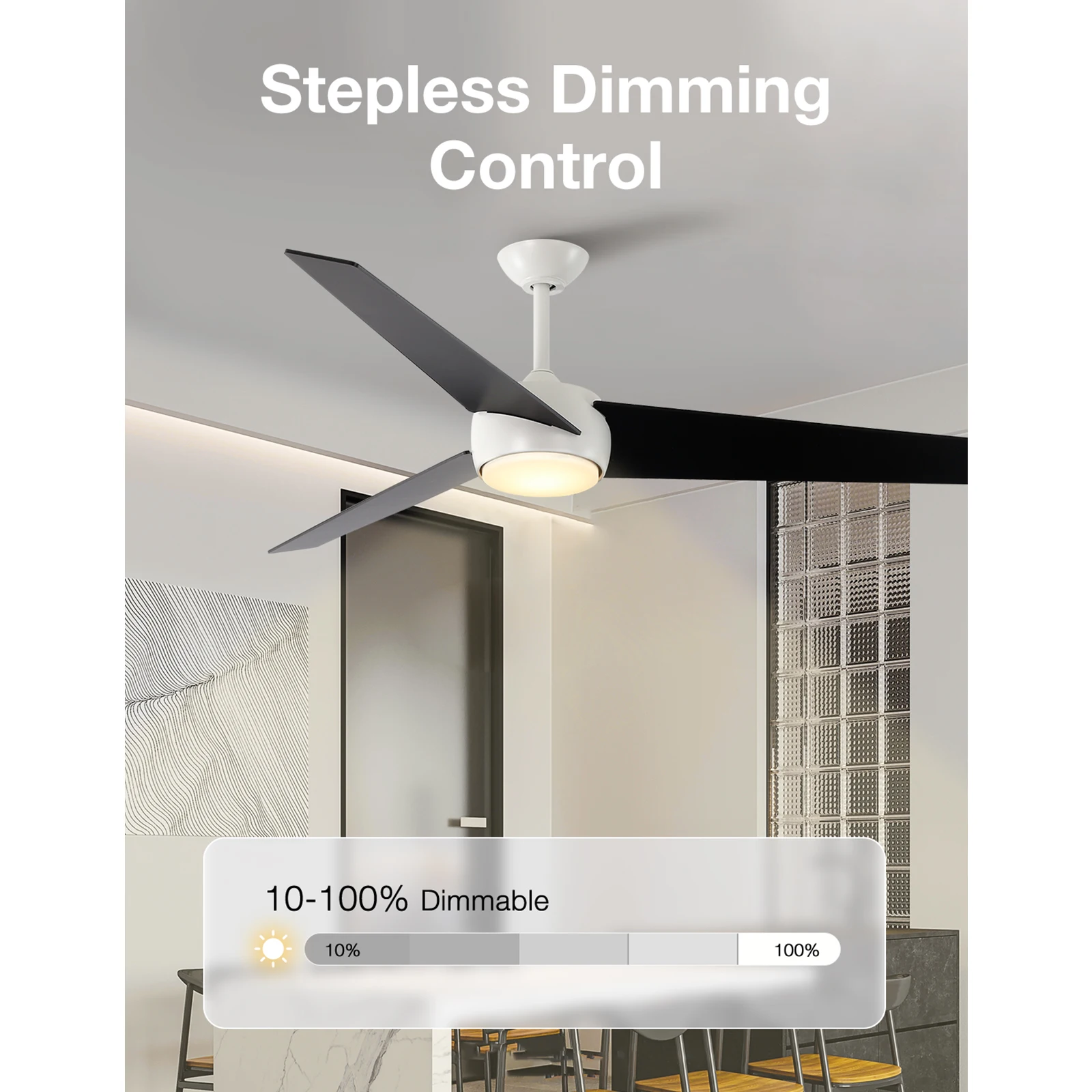 مراوح سقف 60 بوصة (3 شفرات) مزودة بإضاءة وجهاز تحكم عن بعد