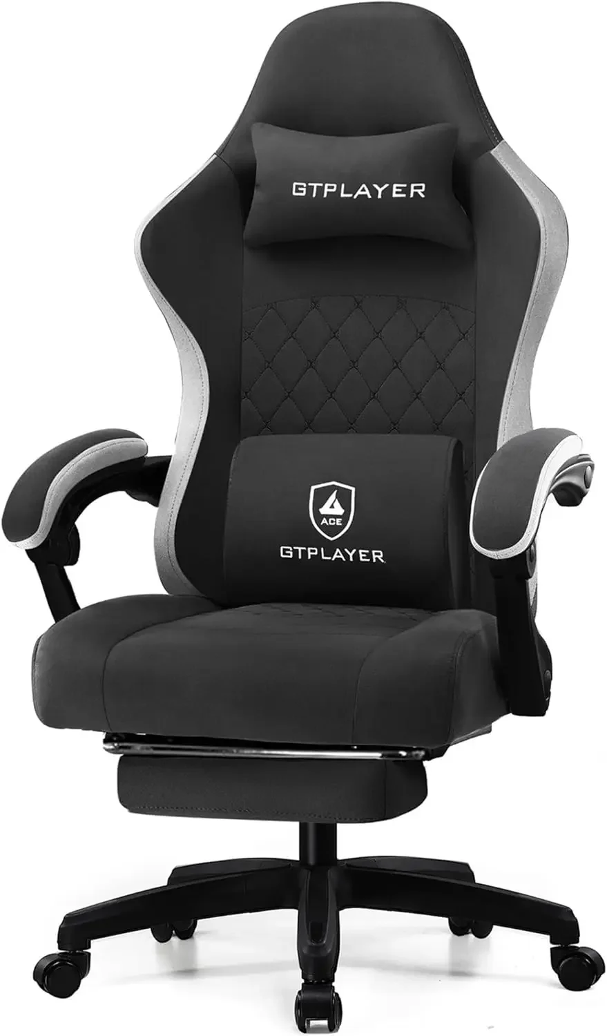 Gaming Chair, Computer Office Chair with Pocket Spring Cushion, Linkage Armrests and Footrest, High Back Ergonomic Computer