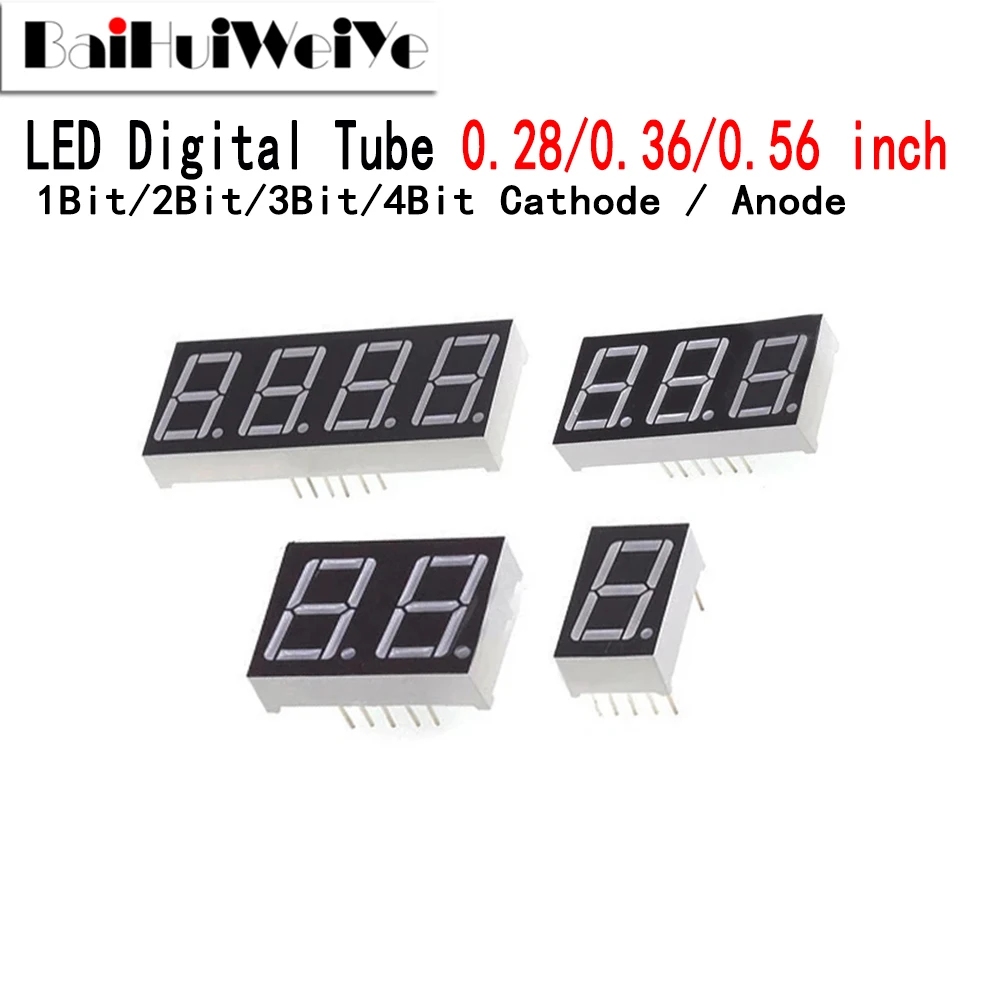 

0.56inch 0.36inch 0.28inch LED Display 7 Segment 1Bit 2Bit 3Bit 4Bit Digit Tube Red Common Cathode / Anode Digital LED Board