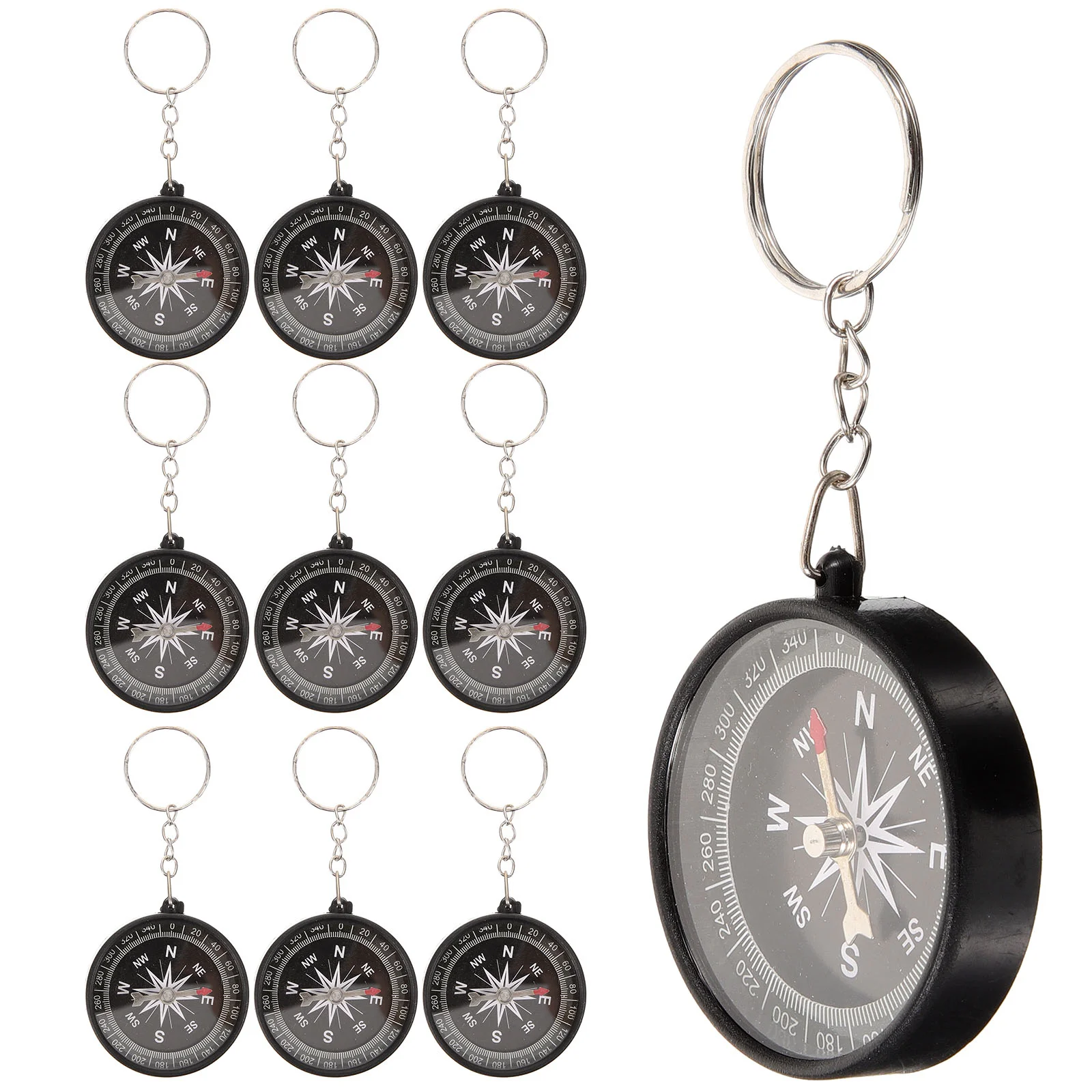 12 Pcs Pirate Compass with Keychain Bag Pendant Ring Handbag Vintage Children Gift