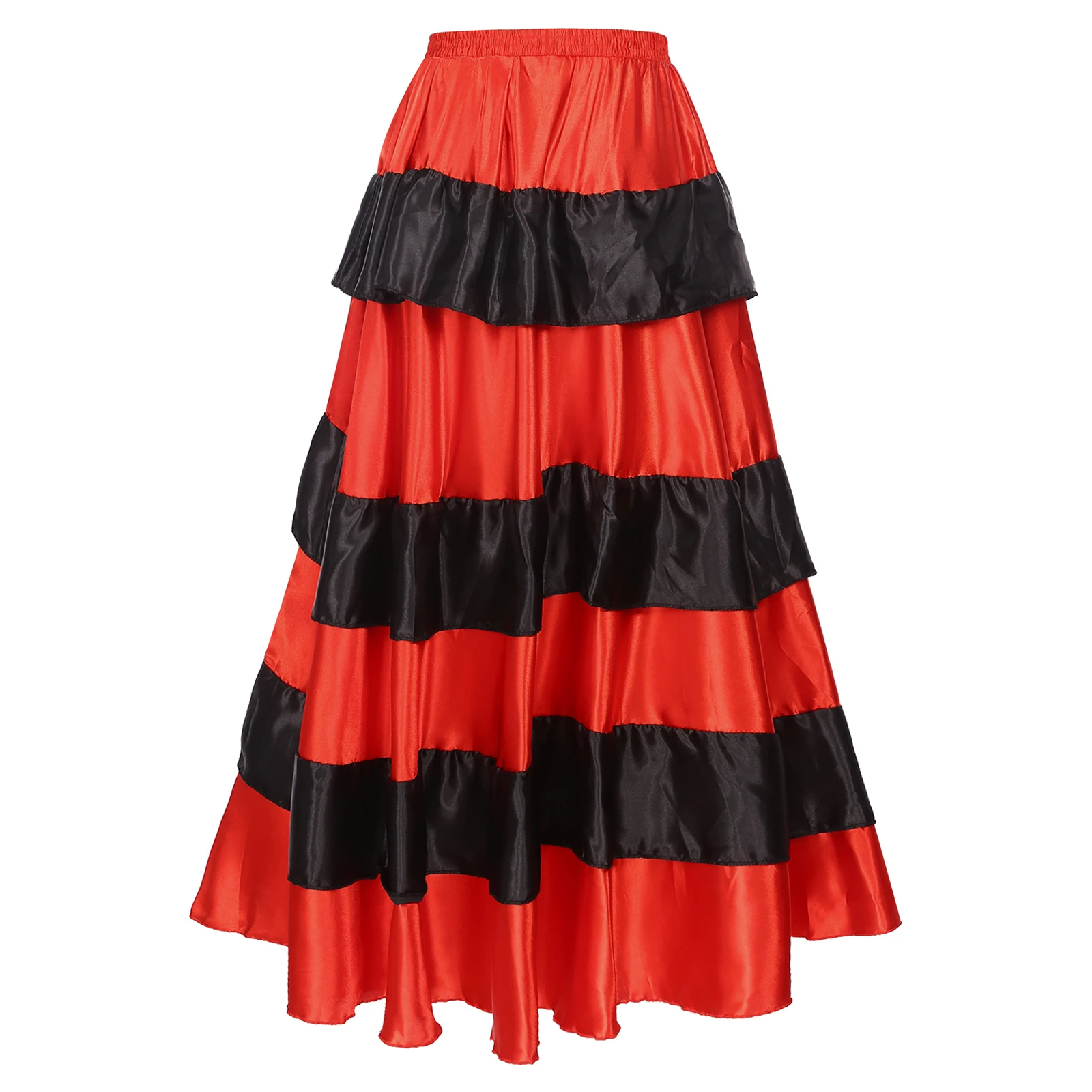 Saia de dança flamenco feminina em camadas babados bainha larga moderna saias de dança de salão rave festival palco desempenho traje