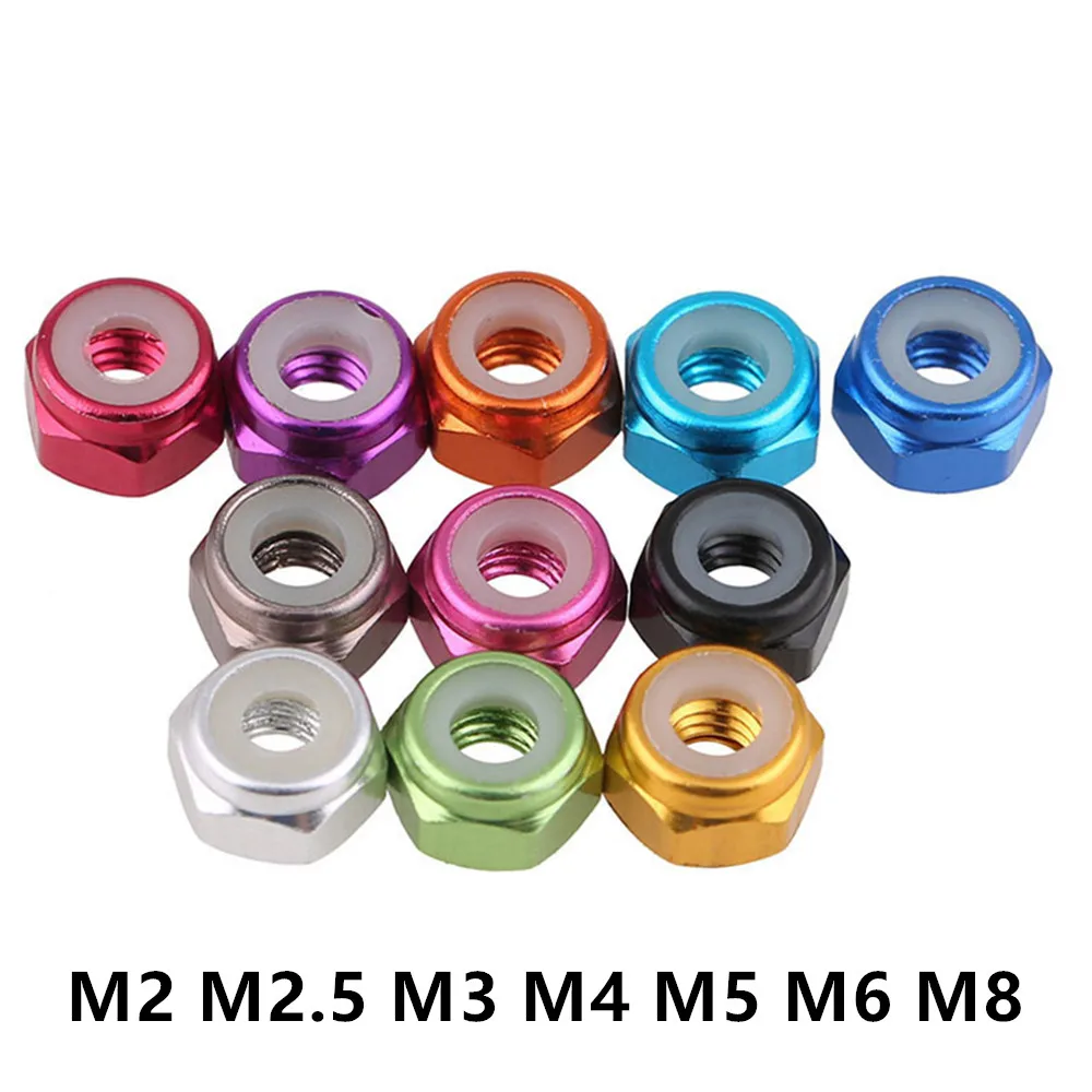 

M2 M2.5 M3 M4 M5 M6 M8 Model Specific Colourful Aluminum Alloy Stopper Nylon Lock Nuts