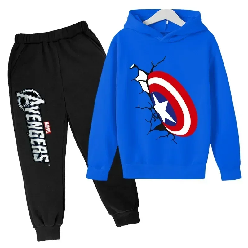 New Captain America Hoodie Set Kids Spring Autumn Spiderman Sweatshirt Boys Clothes Girls Clothing Autumn Tops Suit  Tracksuits