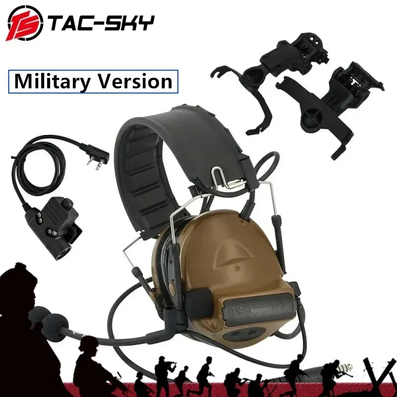 

TAC-SKY TSC2 Tactical HEADSET Noise Cancelling Pickup Airsoft Headset withU94 ptt and ARC Rail Adapter for TAC /PeltorComta