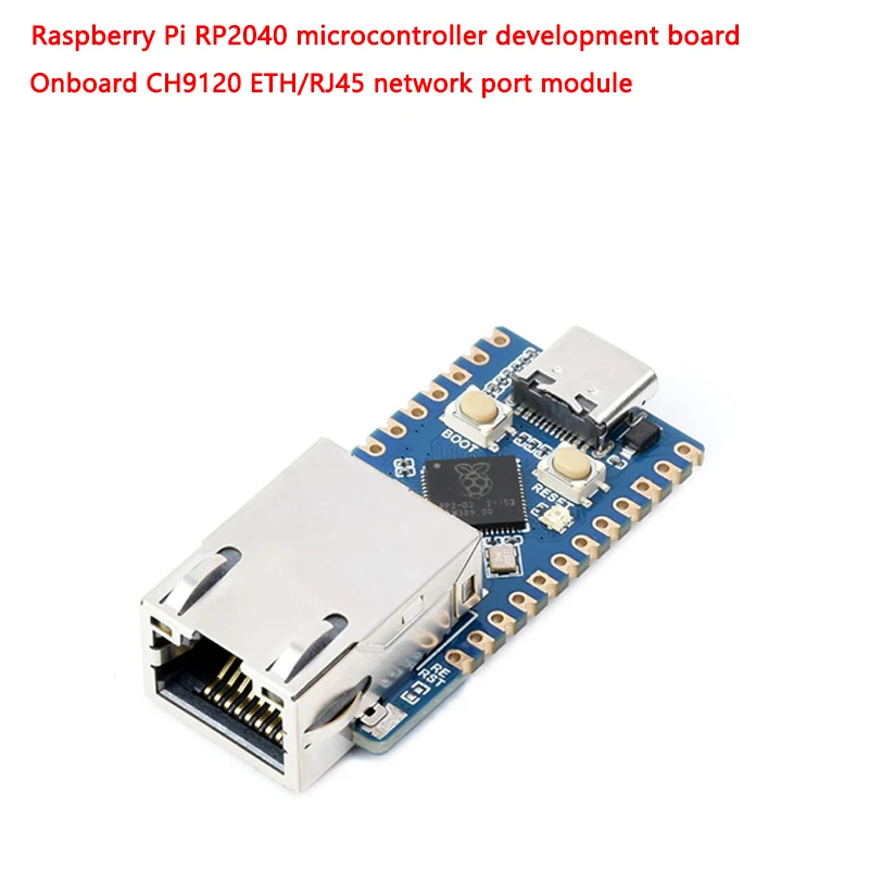 Плата разработки Raspberry Pi Waveshare-RP2040-ETH, встроенный модуль порта Ethernet CH9120 ETH/RJ45, однокристальный микрокомпьютер Плата разработки Raspberry Pi Waveshare-RP2040-ETH, встроенный модуль порта Ethernet CH9120 ETH/RJ45, однокристальный микрокомпьютер