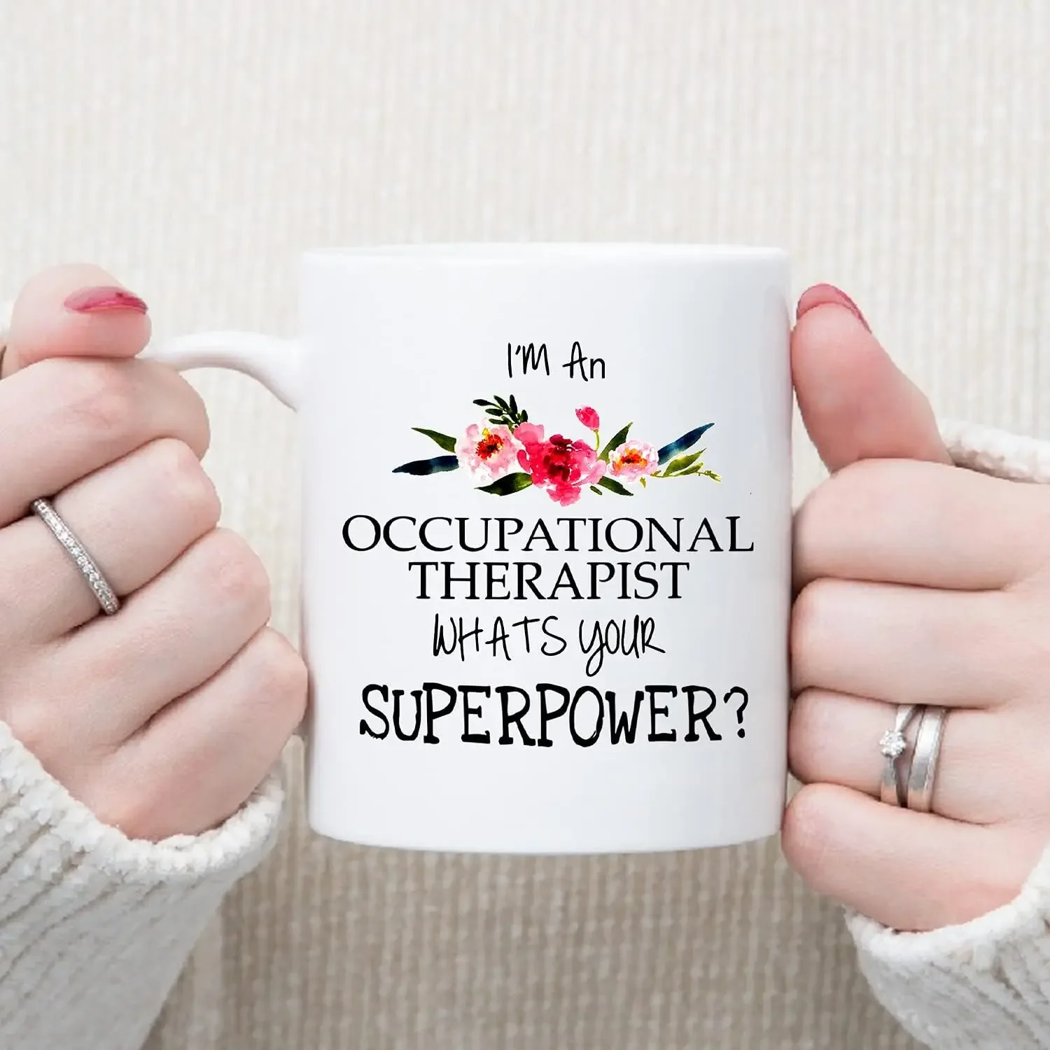 Funny coffee cup for men and women What's your super power Coffee tea cup, cute mug Unique birthday gift white