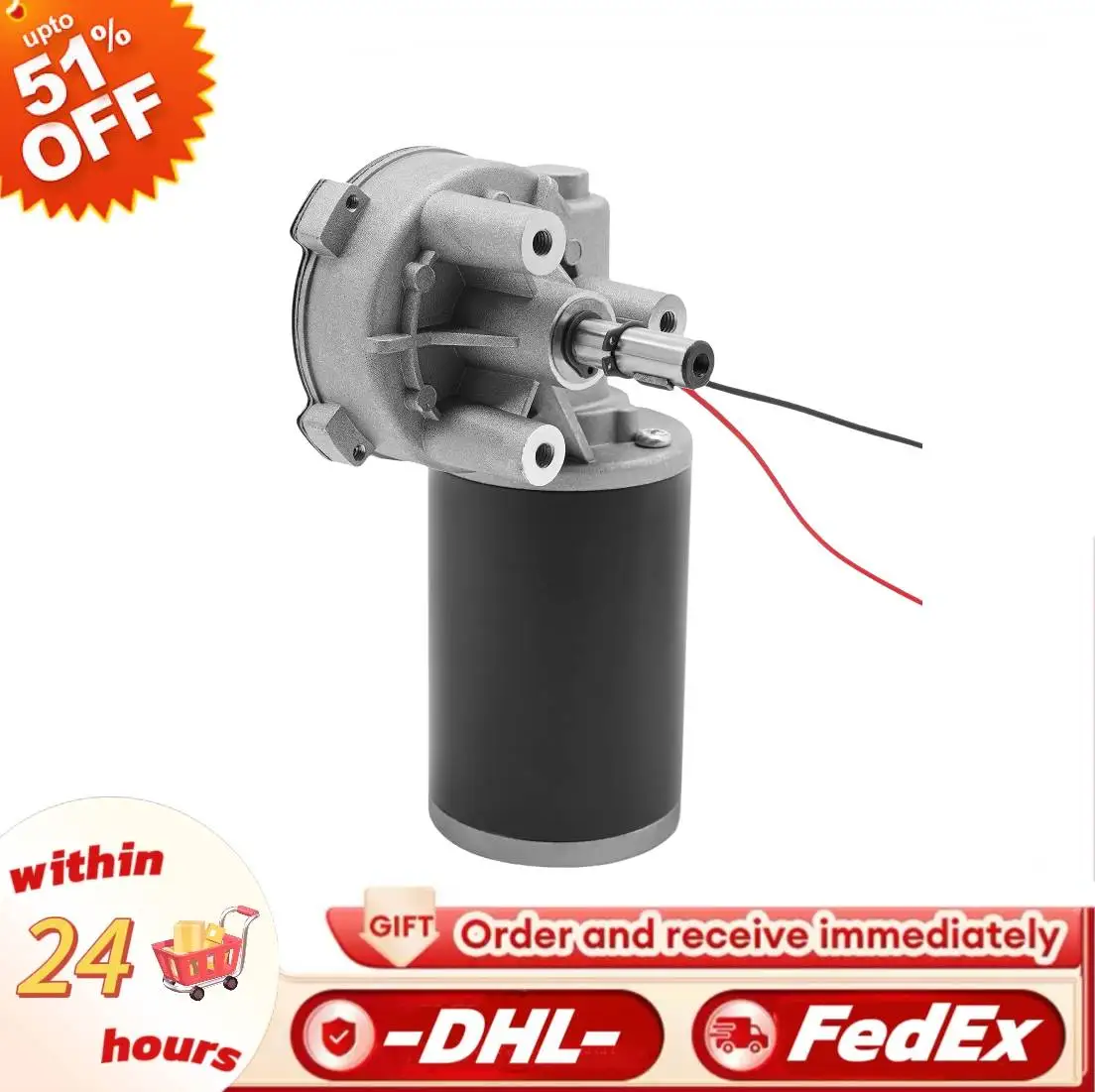

High-Performance Electric Worm Gear Motor, 45W DC 24V Motor for Electricity Generation Electricity Generator