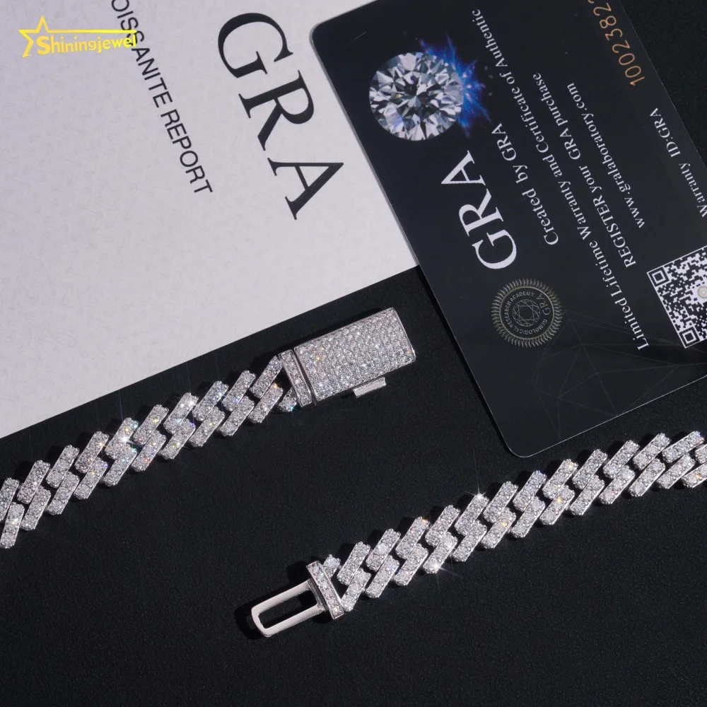 Shine Ultra Hip Hop Luxury 925 Sterling Silver Jewelry Iced Out Moissanite Diamond Necklace.