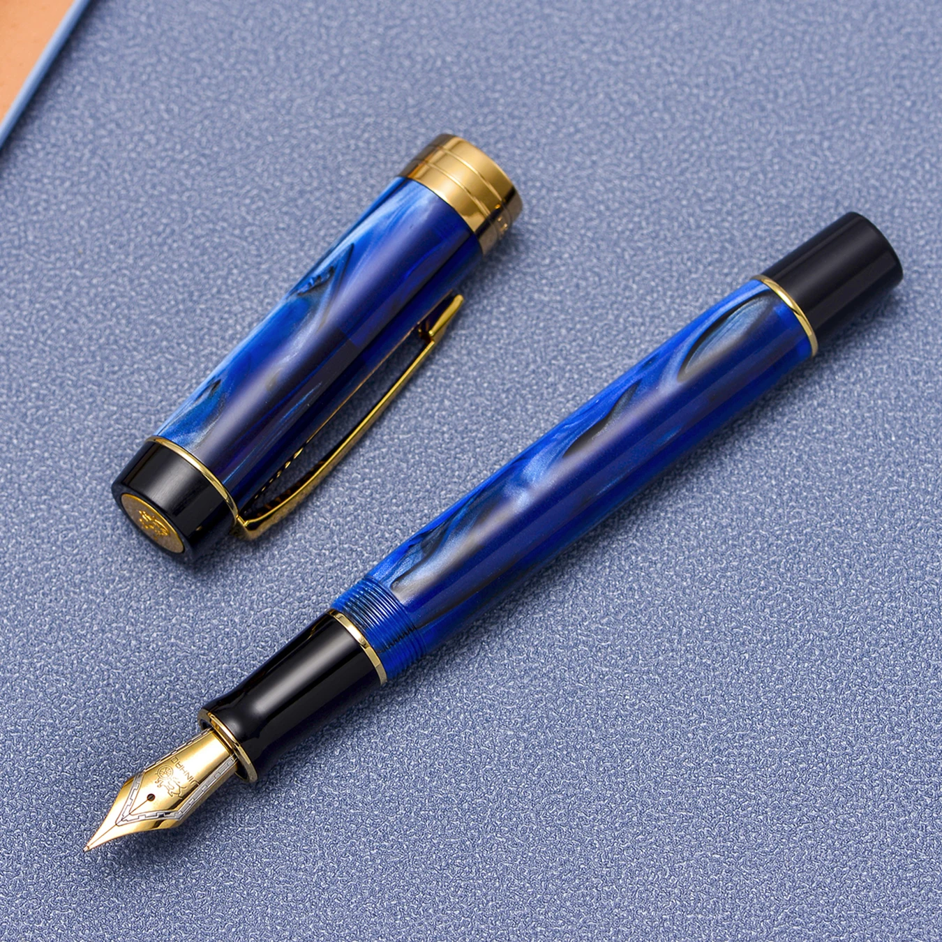 

Jinhao 100 Centennial Resin Fountain Pen Starry Blue with Golden Clip EF/F/M/Bent Nib Ink Pen Business Office Writing Gift Pen