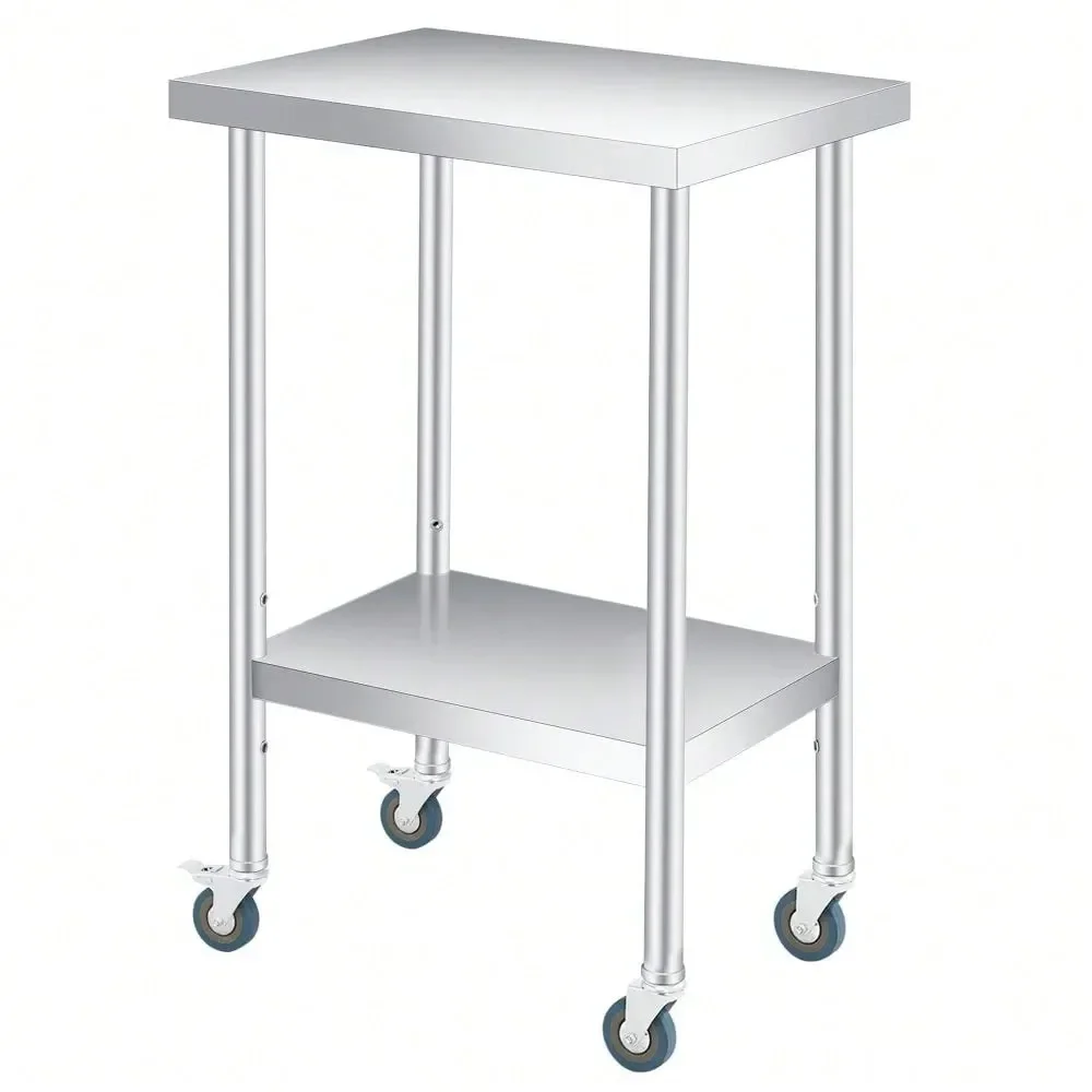 

Stainless Steel Prep Table,Commercial Heavy Duty Worktable With Undershelf,Workbench For Restaurant,Hotel Small Kitchen,Food Tr