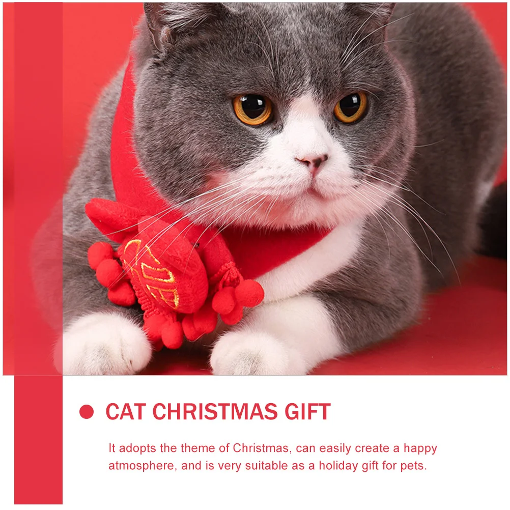 

Christmas Pet Scarf Warm Cat Accessory Breathable Yarn Kitten Clothing Festive Cheerful Gift Cat Christmas Gift