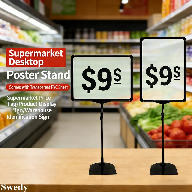 

Набор из 3 штук: Регулируемые по высоте держатели для вывесок формата А4, рекламные стойки для ценников и плакатов из нержавеющей стали