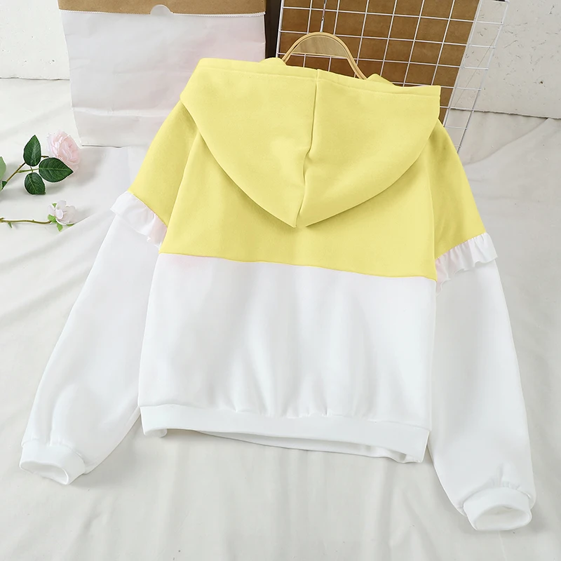 2025 Autumn Long Sleeve Hoodies Women Casual Color Match Tops Elegant Simple Sweatshirts Simple Loose Warm Blouse VONDA