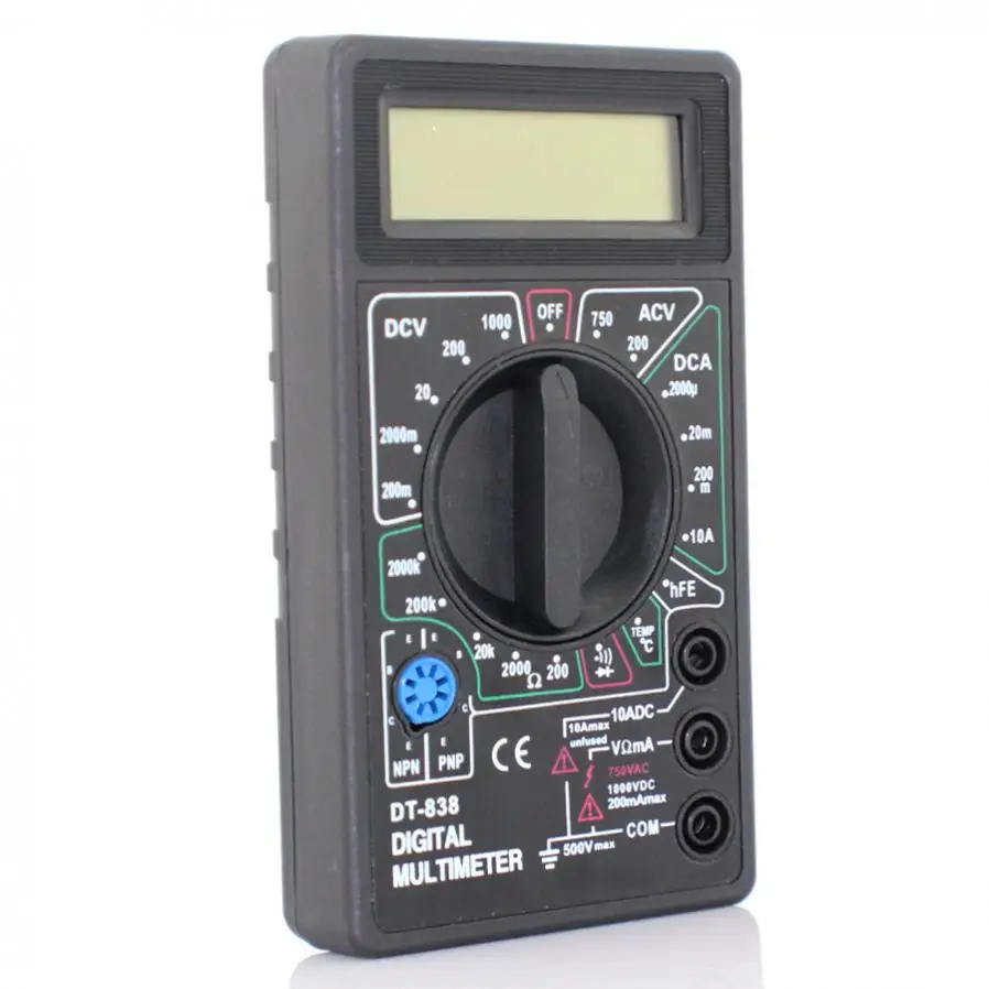 DT-838 Digital Multimeter with Temperature Probe 750 / 1000V DC AC Voltage Current Resistance Tester