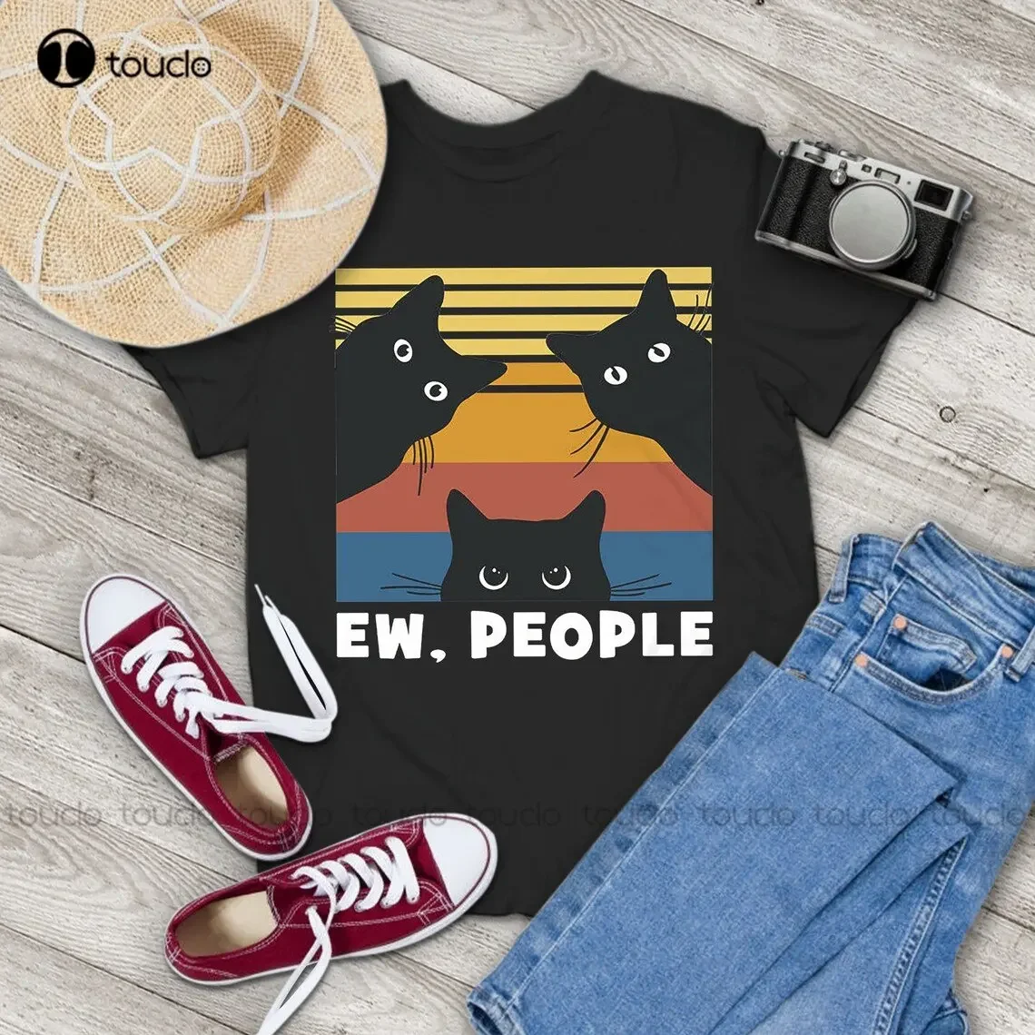 Cats Ew People Cat Lovers Gift Vintage T-Shirt  Black  Shirt Gift Tee For You And Your Family New