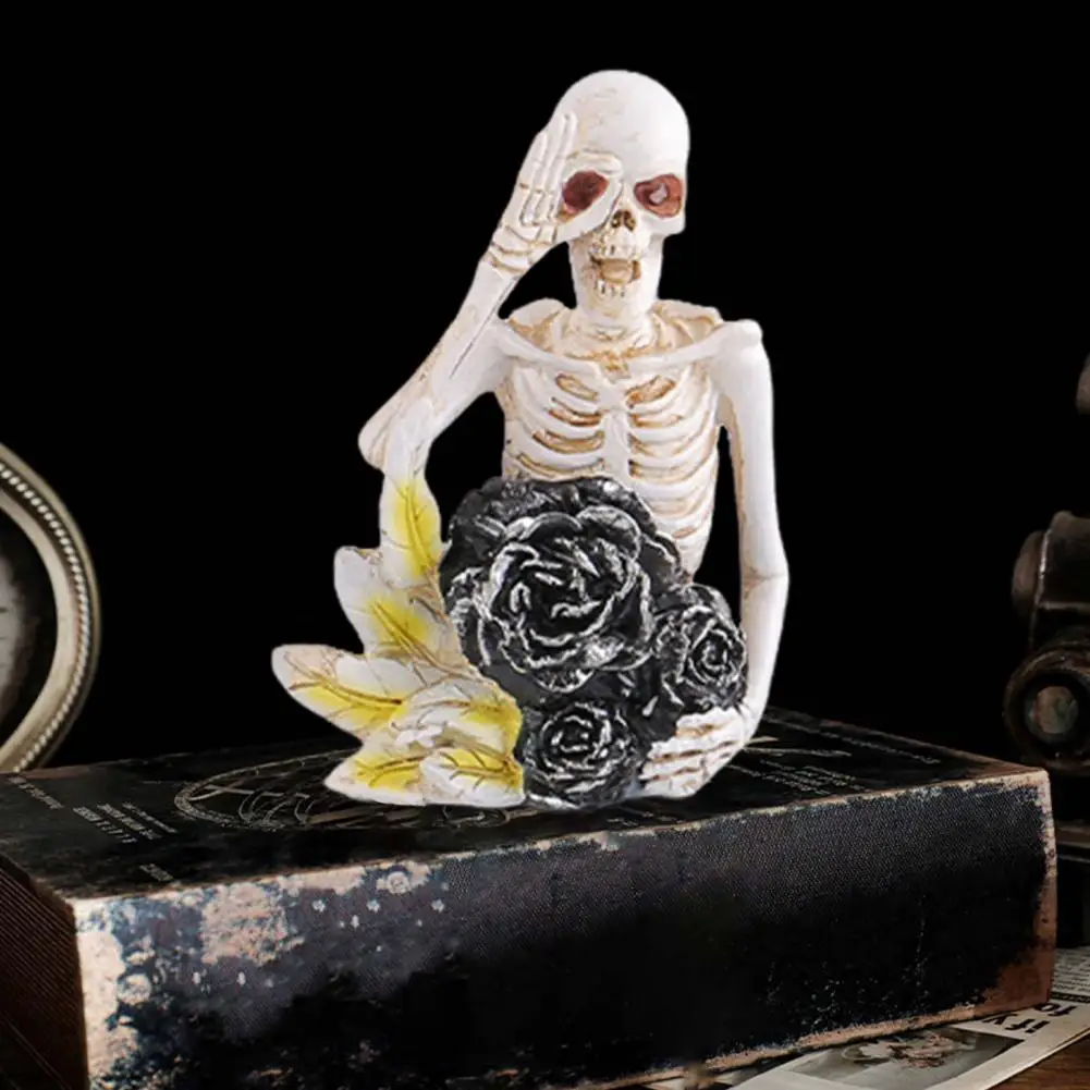 Skeleton Ornaments Posture Decorations Cute Halloween Skeleton Figurines for Home Office Desk Decor Posable for Halloween