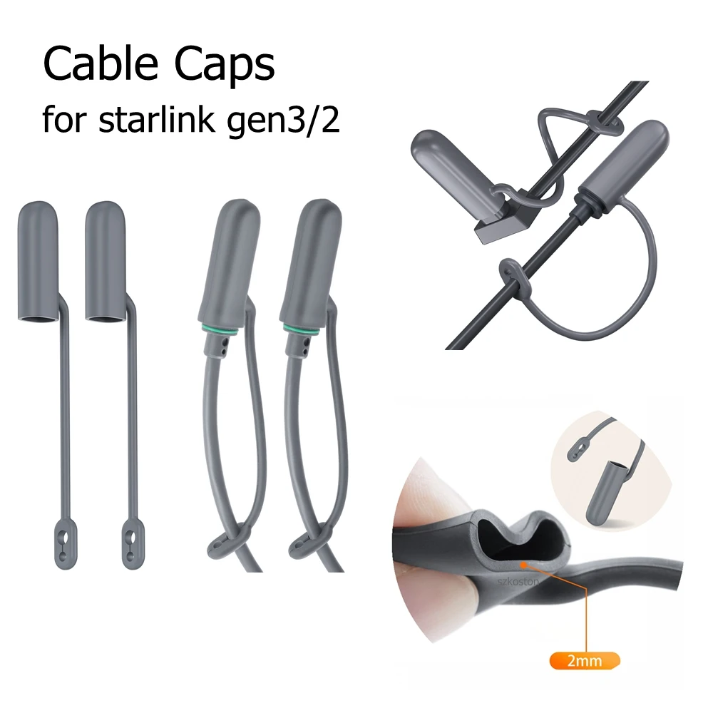 For Starlink Gen 3/2 Cable End Caps Silicone Protective Covers Mounting Kit for Starlink V3 Cable Durable Dust Plug Caps Storage