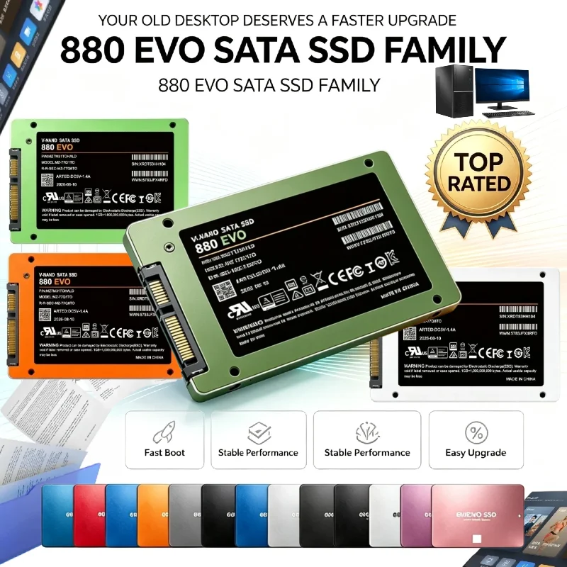 SSD 880 EVO 500GB 250GB 2TB 1TB Solid State Disk Internal Hard Drive HDD SATA3 25 Inch Desktop Laptop PC MLC Disco Duro