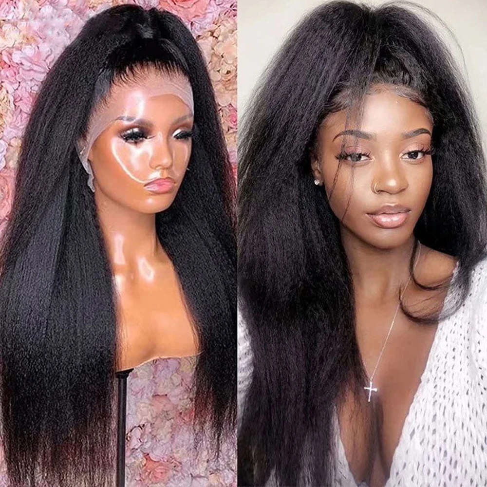 

360 Full Lace Frontal Wig Human Hair Pre Plucked Malaysian Kinky Straight 360 Transparent Lace Frontal Human Hair Wigs For Women