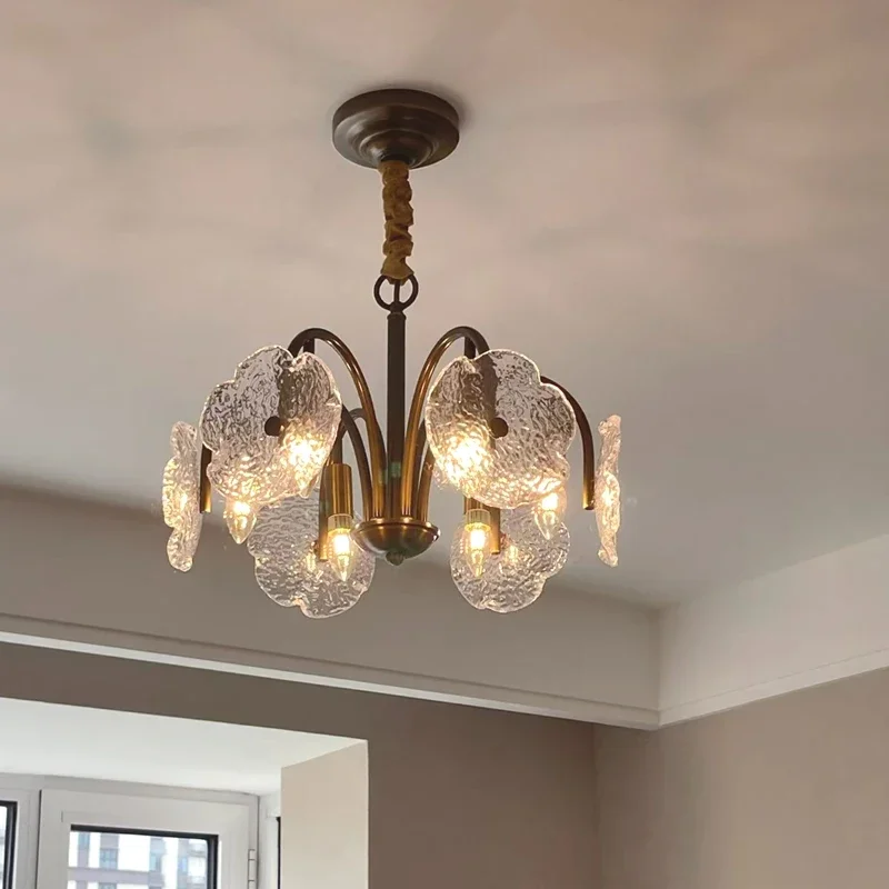 Rural Modern Style Retro Restaurant Chandelier Simple Art Decoration Bedroom Study Living Room All Copper Lighting Installation