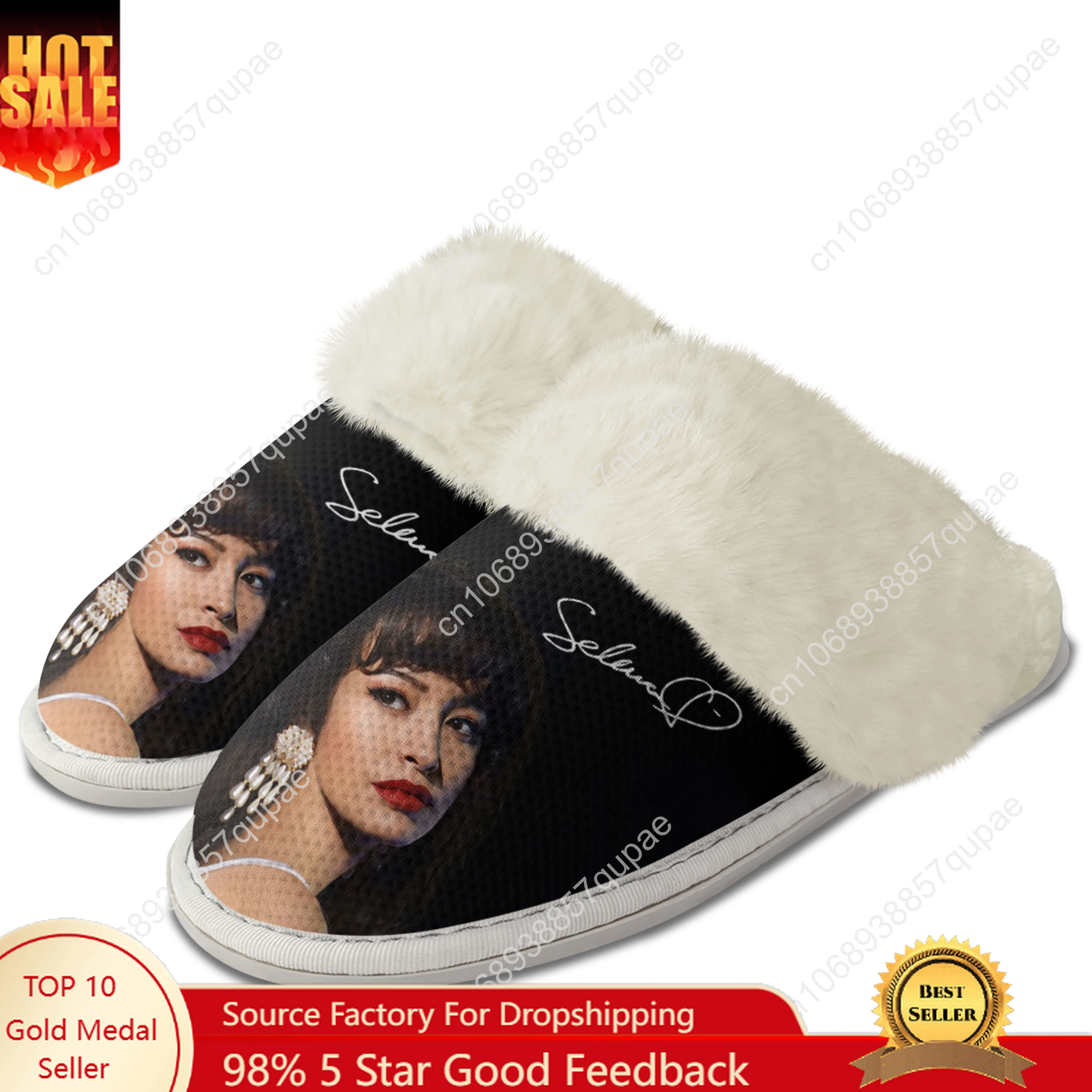 Selena Quintanilla Singer Plush Slippers Keep Warm Shoes Mens Womens Home Cotton Bedroom Customized Thermal Lightweight Slipper