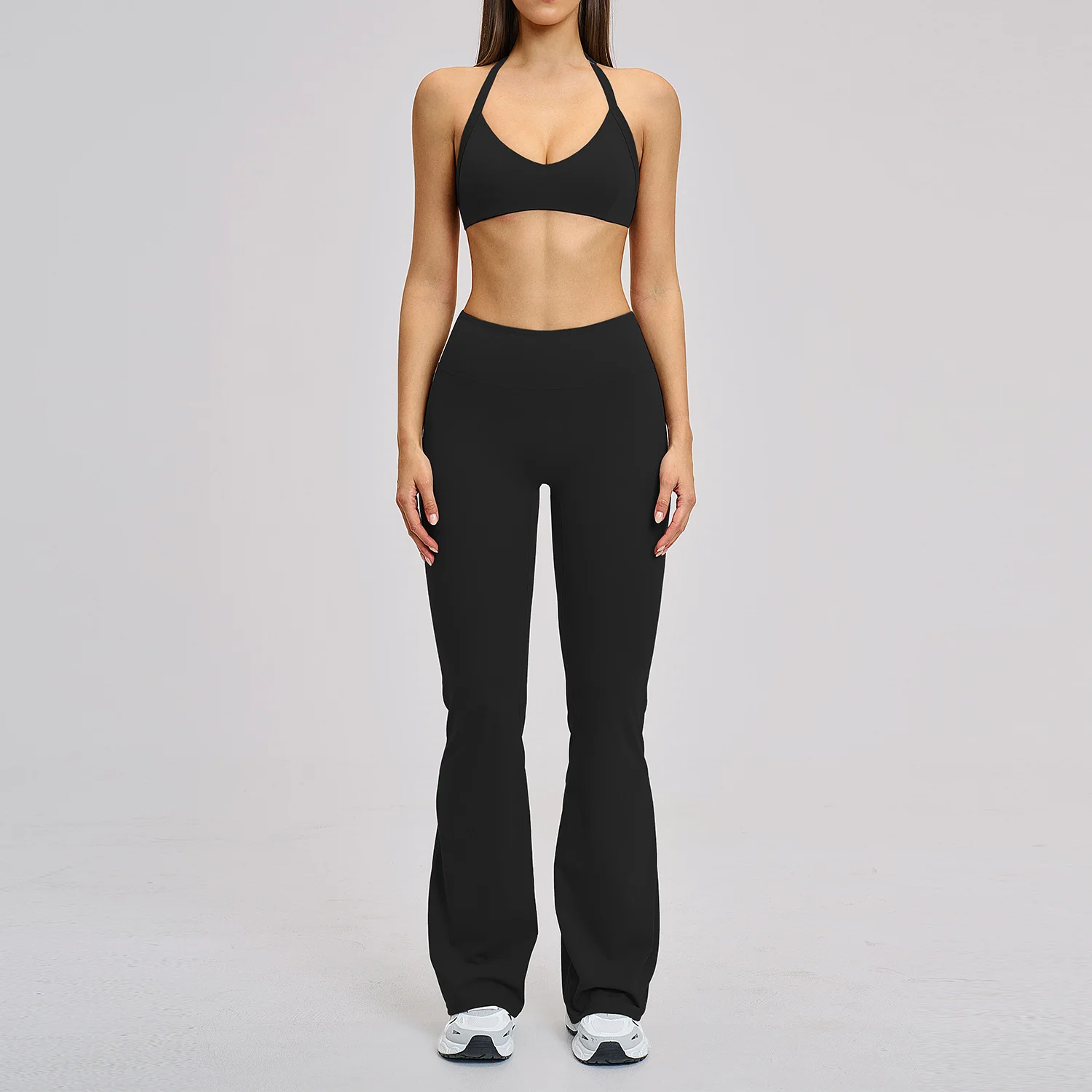 2 Piece Yoga Set Slim Fit Beauty Back Sports Bra Gym Sports Running Fitness Set High Waist Flares Leggings Women's Tracksuits image 3