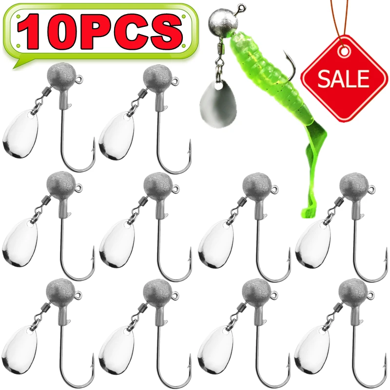 新しい1-10個入り鉛ジグヘッドフック2g-4gジギングベイトフィッシングフック、スプーンスピナー付きソフトルアー用フィッシングペスカタックルアクセサリー