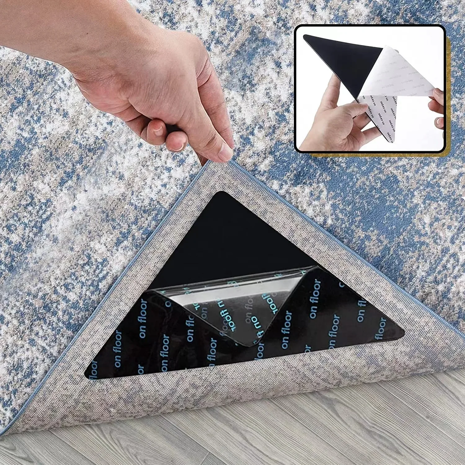 Nano PU Self-Adhesive Triangular Carpet Anti-Slip Sticker Household Sofa Pad Floor Mat Fixing Horizontal Slip Resistance
