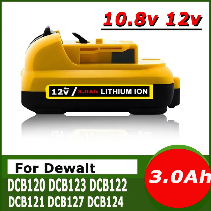 12V 3.0Ah Volt Max Lithium Ion Battery Replacement for DeWalt DCB120 DCD700 DCF610 DCB127 DCB124 DCR006 Rechargeable Batteries