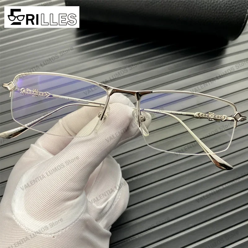 Erilles Anti Blue Light Glasses Temperament Ultra-light Half-frame Business Men's and Women's Glasses Can Be Matched with Myopia