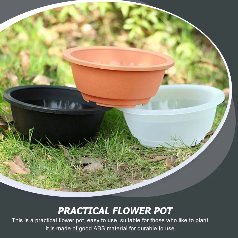 10Pcs Easy Clean ABS Round Planters for Flowers Succulents Cacti Indoor Outdoor Home Office Desktop Garden Living Room