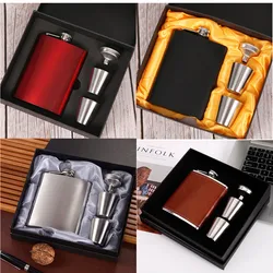 7oz 8oz Pocket Hip Flask PU Leather Covered Small Stainless Steel Wine Pot For Alcohol Portable Whiskey Flagon Men Gift