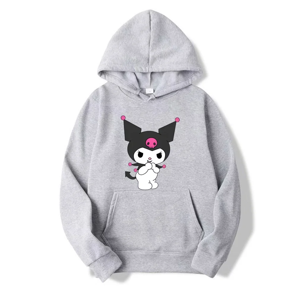 

Новинка, модная мультяшная одежда, толстовки Kuromi, толстовка с капюшоном Sanrio Kuromi, Женский свитшот с мангой, женские толстовки в стиле Харадзюку, худи