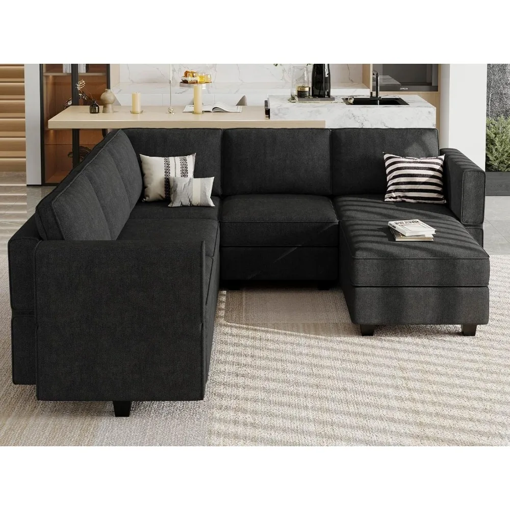 

Modular Sectional Couch U-Shape Sofa, Modular Reversible Sectional Sofas Convertible Chaise Couch with Storage, Living Room Sofa