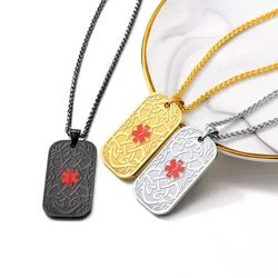 Stainless Steel Medical Alert Tag Pendant Necklace for Men Women Emergency Jewelry Birthday Anniversary Gifts