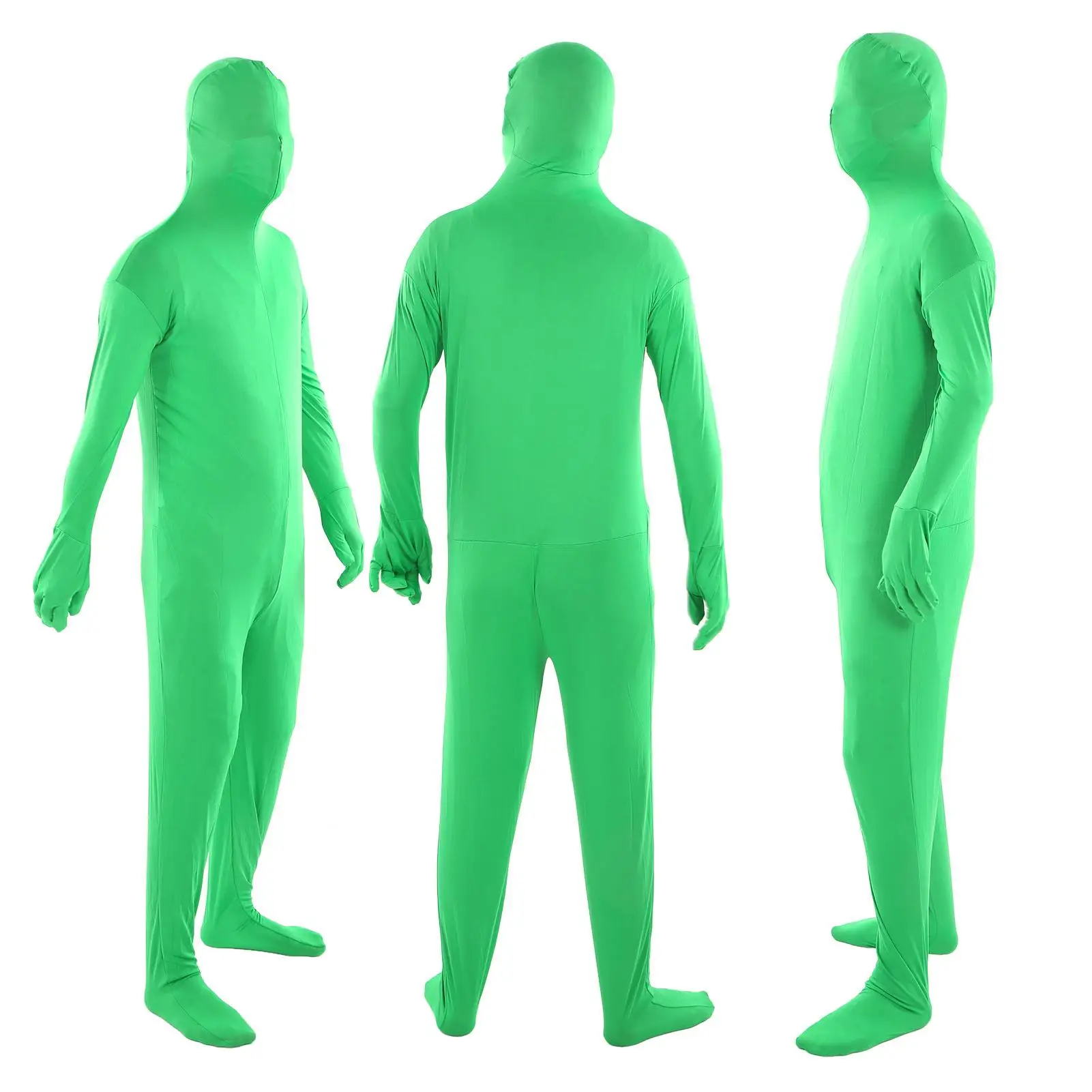 Green Chromakey Bodysuit - Stretchy, Breathable Costume with Zipper for Easy Identification - Portable