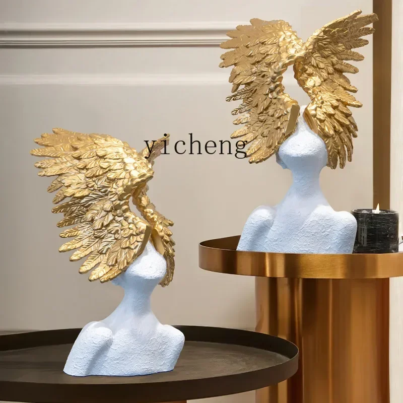 u18 modern simple high-end abstract art wing angel ornament living room entrance home soft decoration fairy garden miniatures