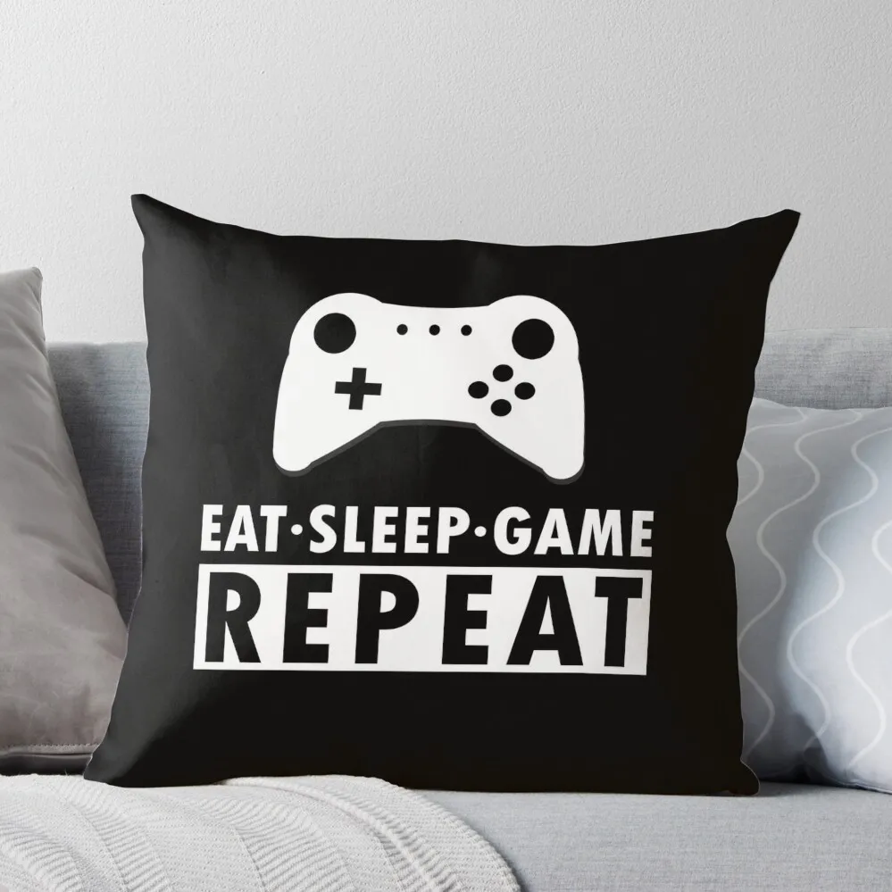 Eat Sleep Game Repeat Throw Pillow Decorative Pillow Covers For Sofa Luxury Cushion Cover