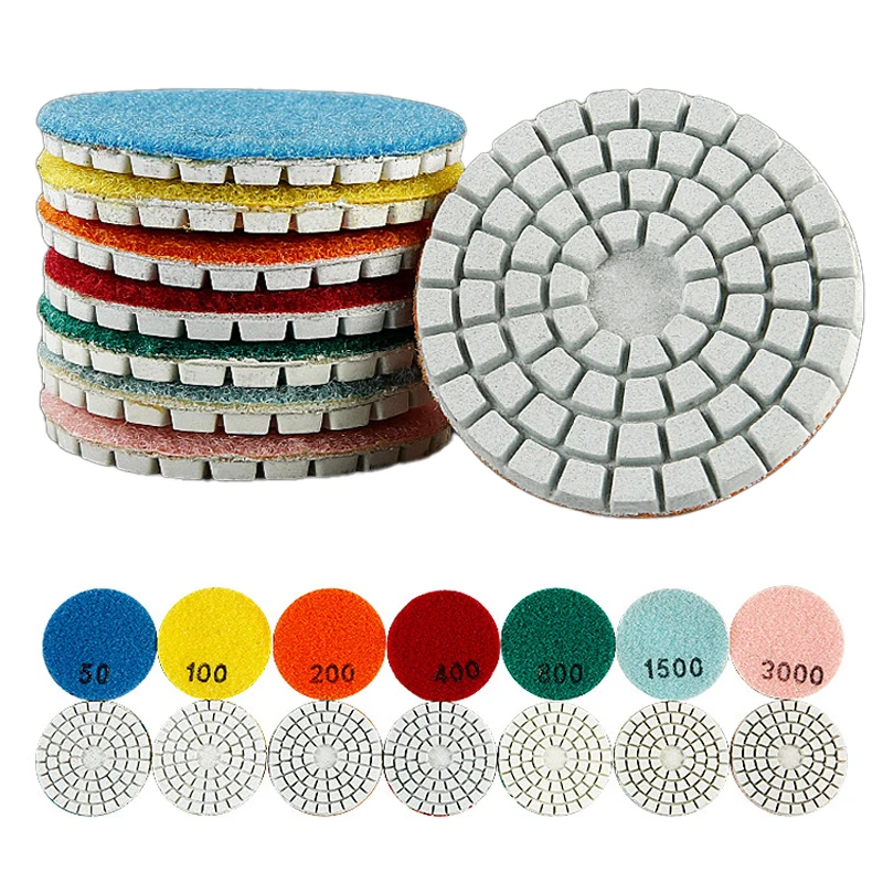 

50-3000 Mesh Diamond Polishing Disc 1-5 PCS Water Grinding Pad for Renovating Marble Granite Concrete Cured Flooring Polish Tool