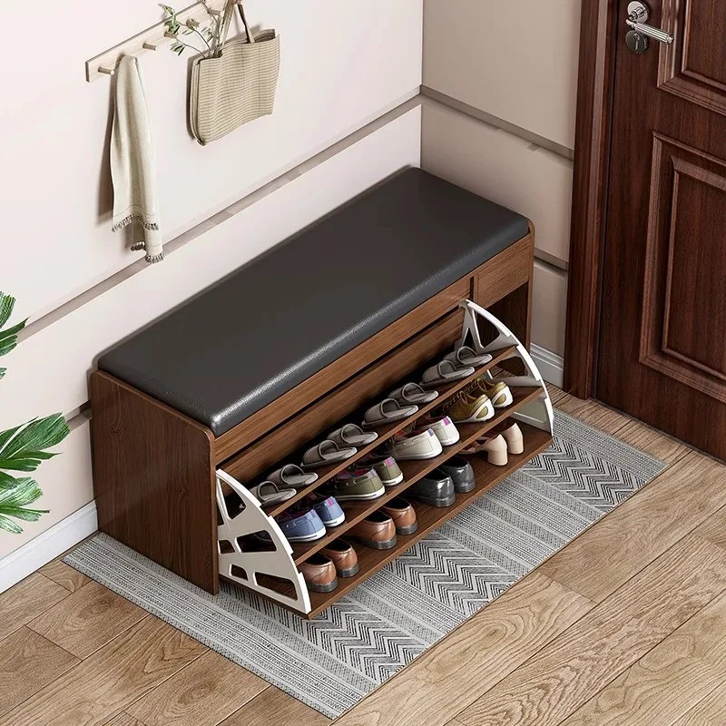 

Multi-Tier Shoe Rack with Seat, Large Capacity Folding Storage Bench, Simple Home Shoe Organizer, Indoor Footwear Cabinet
