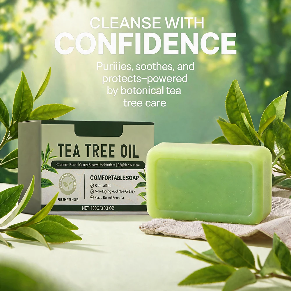 Natural Tea Tree Oil Soap Bar 100g Face Body Acne Cleanser For Oily Dry Itchy Skin Care