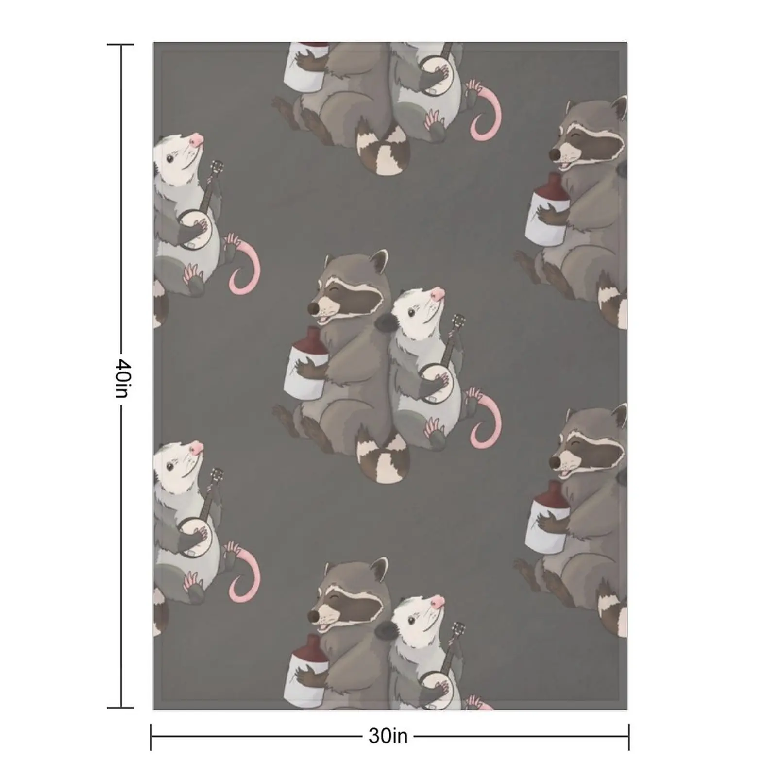 Opossum and a Racoon playing instruments Throw Blanket Luxury Brand Luxury Throw for winter Furry Blankets