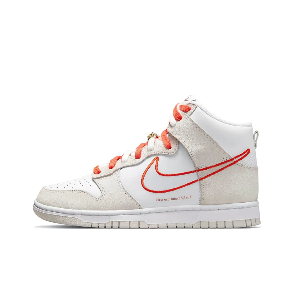 Nike Dunk High Skateboard Shoes Women's High Top Ecru Orange DH6758-100