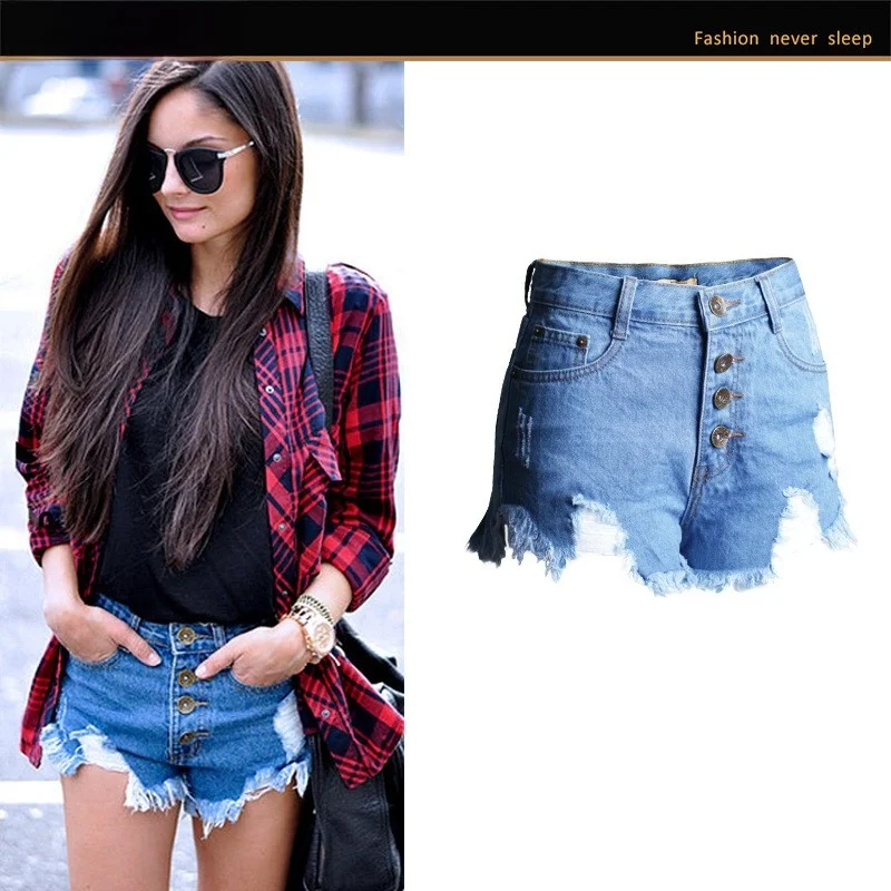 High Waist Super ort Waed Denim orts Tassel Detail Summer Hole Cut out Multi Button Jeans orts Cotton 00% Loose Fit