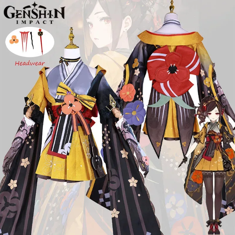 

Chiori Cosplay Costumes Game Genshin Impact Kimono Uniform Tailor Coat Skirt Outfits Carnival Party Role Play Dress for Women