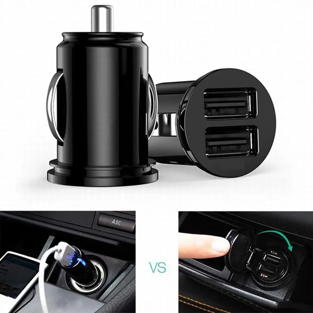 Dual USB Car Charger 2 Ports Cigarette Lighter Adapter Charger USB Power Adapter  For IPhone 12 Car Phone