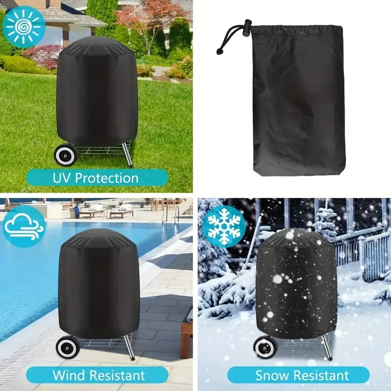 غطاء شواء أسود من قماش أكسفورد - غطاء شواية شواء عالي التحمل، مناسب للاستخدام الخارجي، غطاء شواء قوي قابل للتعديل #3