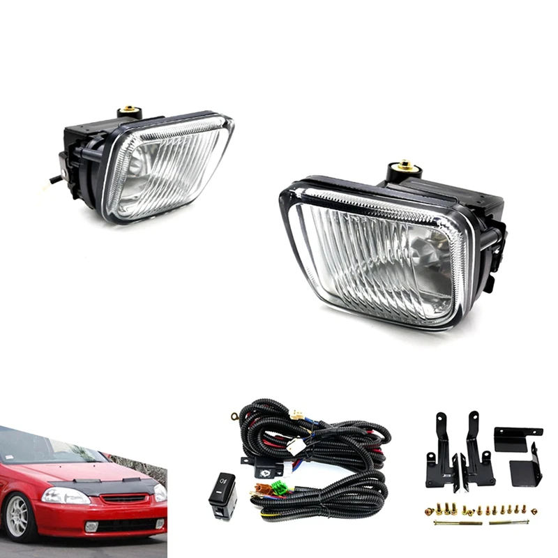 2Pcs Suitable For Honda Civic 96-98 Front Fog Lights With LED Block Fog Lights