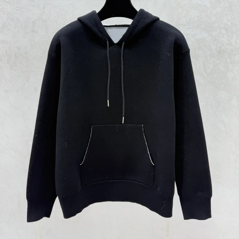 Sweat-shirt à capuche avec cordon de serrage pour femme, manteau simple et élégant avec logo brodé de haute qualité, 25120677
